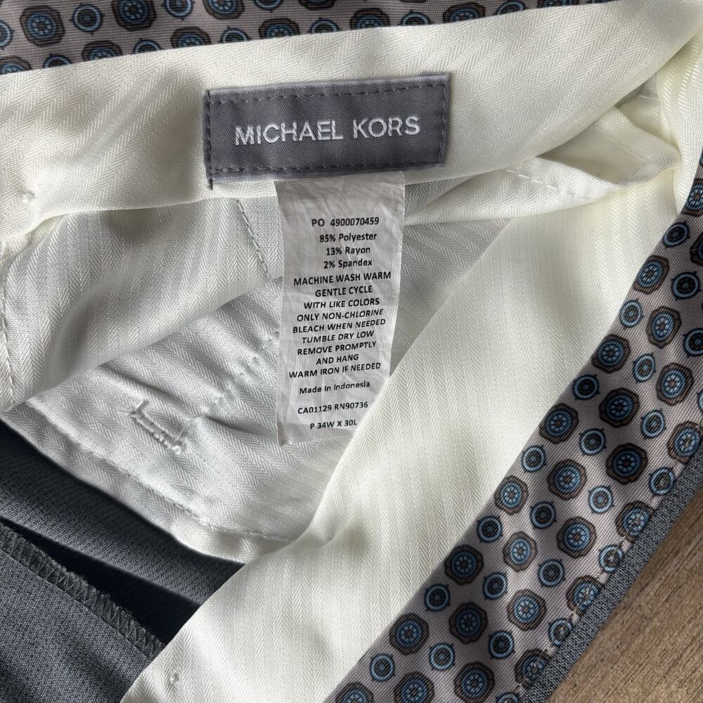 Michael Kors Mens Size 34x30 Dress Pants Gray Classic Fit Performance - Picture 6 of 15
